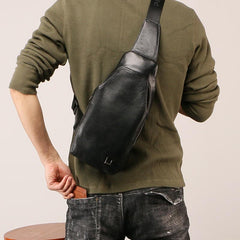Leather Mens Sling Bag Sling Shoulder Bag Sling Backpack for men