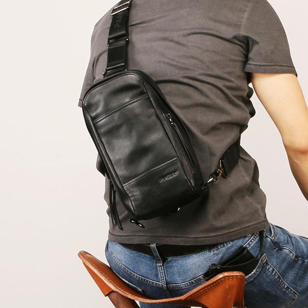 Leather Mens Sling Bag Sling Shoulder Bag Sling Backpack for men