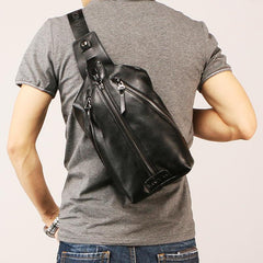 Leather Mens Sling Bag Sling Shoulder Bag Sling Backpack for men
