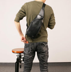 Leather Mens Sling Bag Sling Shoulder Bag Sling Backpack for men
