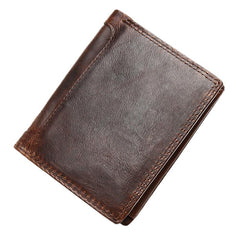 Cool Leather Mens Small Slim Wallet Trifold Vintage billfold Wallet for Men