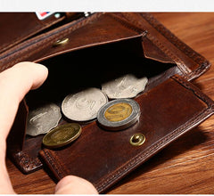 Cool Leather Mens Small Slim Wallet Trifold Vintage billfold Wallet for Men