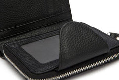 Brown Leather Mens Small Wallet Bifold billfold Zipper Bifold Wallet for Men