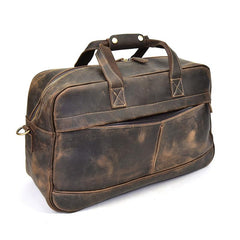 Leather Vintage Mens Coffee Weekender Bag Overnight Bag Duffle Bag for Men