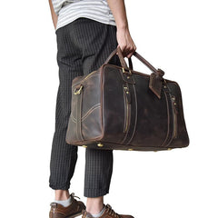 Vintage Leather Mens Large Overnight Bag Weekender Bag Vintage Travel Bagfor Men
