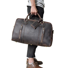 Vintage Leather Mens Large Overnight Bag Weekender Bag Vintage Travel Bagfor Men