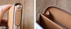 Leather Mens Zipper Front Pocket Wallet Card Wallet Slim Small Change Wallet for Men