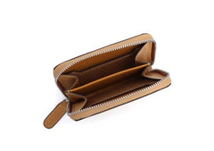 Leather Mens Zipper Front Pocket Wallet Card Wallet Slim Small Change Wallet for Men