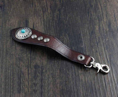 Cool Leather Mens Braided Wallet Chain Pants Chain with Belt Loop for Men