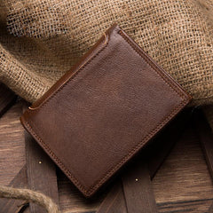 Brown Mens Leather Slim Small Wallet Bifold billfold Wallet for Men