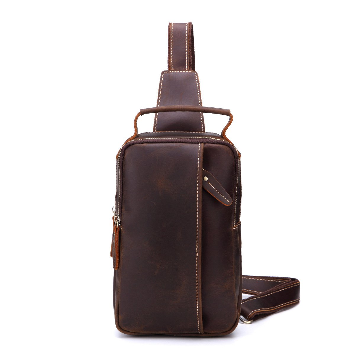 Leather Sling Bag for Men Vintage One Shoulder Backpack Crossbody Sling Bag For Men