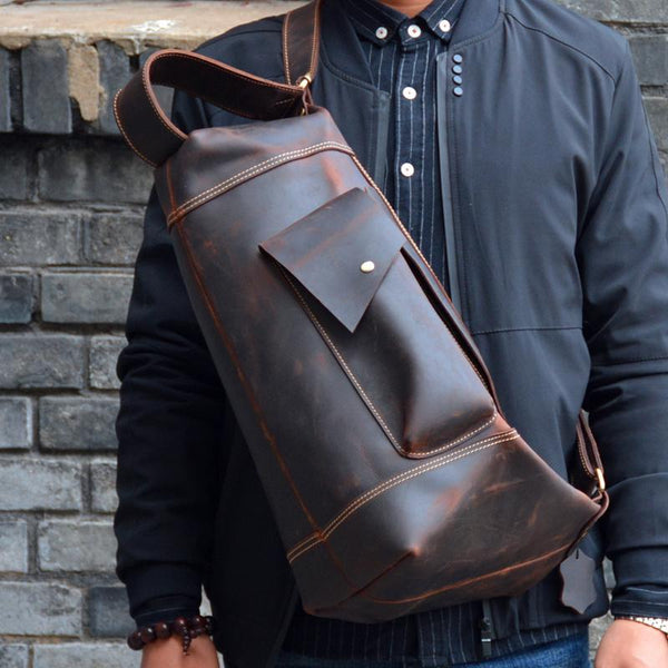 Cool Large Leather Mens Sling Bag