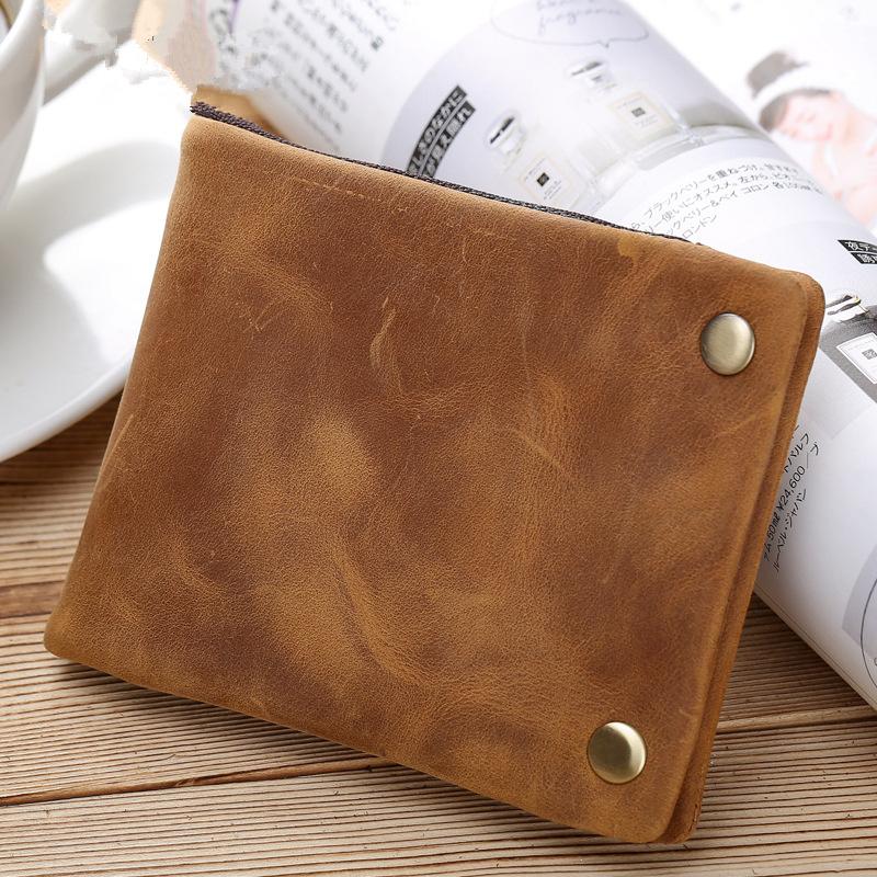 Vintage Leather Mens Small Wallet Bifold Slim billfold Wallet for Men