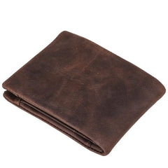 Vintage Leather Mens Small Wallet Bifold Slim billfold Wallet for Men