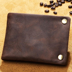 Vintage Leather Mens Small Wallet Bifold Slim billfold Wallet for Men