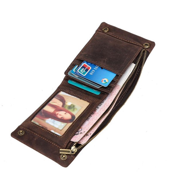 Vintage Leather Mens Small Wallet Bifold Slim billfold Wallet for Men