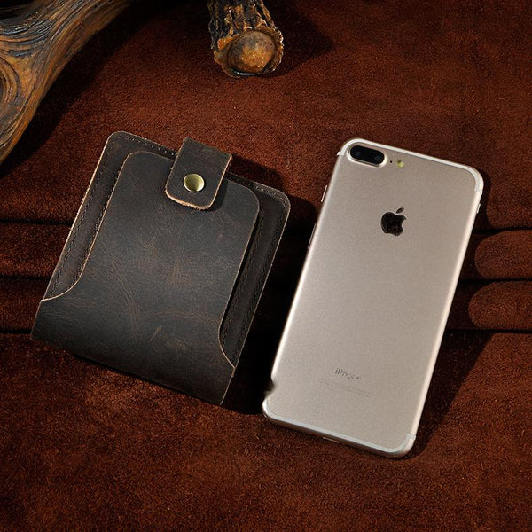 Vintage Brown Leather Bifold Mens Small Wallet billfold Bifold Wallet for Men