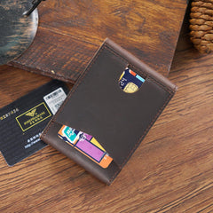 Leather Small Mens Wallet Zipper billfold Front Pocket Wallet Driver's License Card Wallet for Men