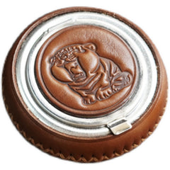 Leather&Stainless Steel Portable Ashtray Travel Mens Ashtray Pocket Cute Around Ashtray for Men