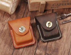 Handmade Light Brown  Leather Mens Zippo Lighter Case With Belt Loop Zippo  Standard Lighter Holders For Men