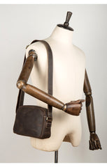 Coffee Cool Leather Side Bag Small Postman Bag Messenger Bag Courier Bag for Men