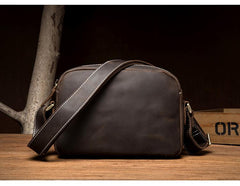 Coffee Cool Leather Side Bag Small Postman Bag Messenger Bag Courier Bag for Men