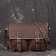 Men Leather Brown Messenger Bag Vintage Crossbody Bag Side Bag for men