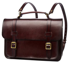 Men's Tan Leather Convertible Messenger Bag Backpack Stachel Bag For Men