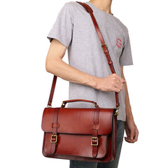 Men's Coffee Leather Convertible Backpack Messenger Bag Stachel Bag For Men