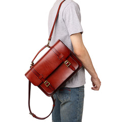 Men's Leather Convertible Messenger Bag Backpack Stachel Bag For Men
