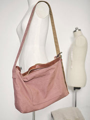 Canvas Womens Mens Pink Leather Large Messenger Bag Courier Bag Green Postman Bag for Men Women
