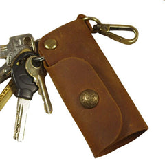 Mens Leather Keyholder With Clip Handmade KeyChain Key Holders KeyRings for Men