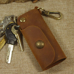 Mens Leather Keyholder With Clip Handmade KeyChain Key Holders KeyRings for Men