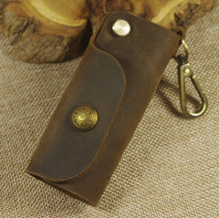 Mens Leather Keyholder With Clip Handmade KeyChain Key Holders KeyRings for Men