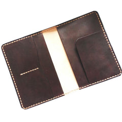 Mens Leather Slim Passport Wallets Coffee Leather Small Travel Wallet for Men