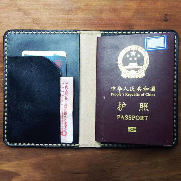 Mens Leather Slim Passport Wallets Leather Small Travel Wallet for Men