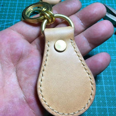 Moto Leather&Brass Keyrings Biker KeyChain Flower Leather Keyring Beige Moto Key Holders Key Chain Key Ring for Men