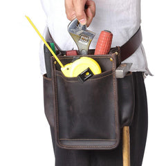 Cool Men's Leather Tool Pouch electrician tool bag Belt Pouch For Men