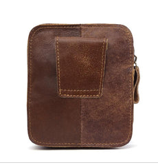 Vintage Brown Leather Men's Cell Phone Holster Belt Pouch Belt Bag For Men