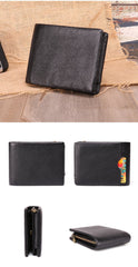 Vintage Brown Trifold Leather Men's Small Wallet RFID Black billfold Wallet For Men