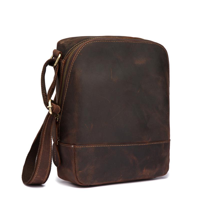 Cool Leather Men's Small Tablet Messenger Bag Small Side Bag Small Sho ...