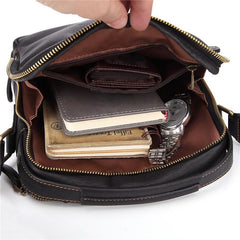 Fashion Black Leather Men's Tablet Shoulder Bag Small Vertical Side Bag Messenger Bag For Men