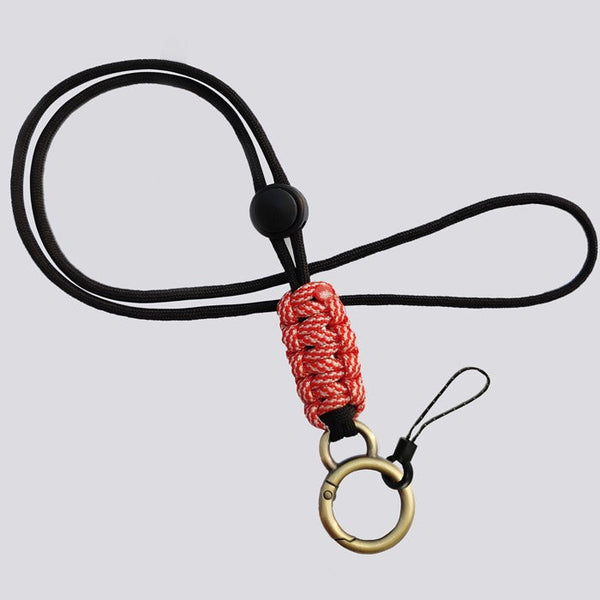 Black Nylon Lanyards for Id Badge Nylon Braided Keychain Key Ring for Men Women