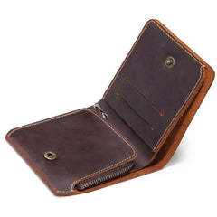 Cool Leather Mens Small Bifold Wallet billfold Leather Wallet Slim Wallet For Men