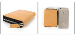 [On Sale] Handmade Cool Mens Leather Small Wallet billfold Wallet with Zippers