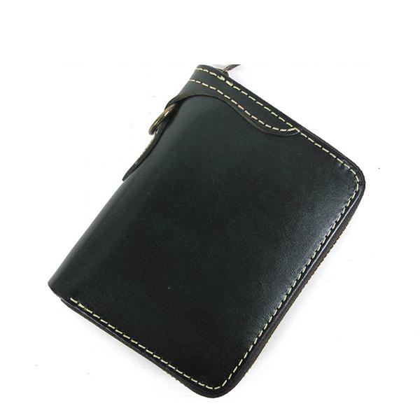 [On Sale] Handmade Mens Leather Biker Chain Wallet Cool Small Biker Wallet with Zipper