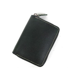 [On Sale] Handmade Cool Mens Leather Small Wallets billfold Wallet with Zippers