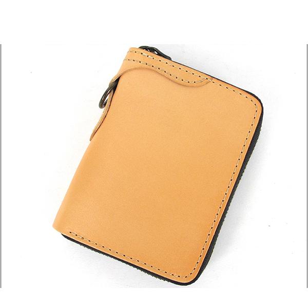 [On Sale] Handmade Mens Leather Biker Chain Wallet Cool Small Biker Wallets with Zippers
