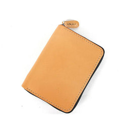 [On Sale] Handmade Cool Mens Leather Small Wallet billfold Wallet with Zippers