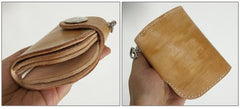 [On Sale] Handmade Mens Leather Small Biker Chain Wallet Cool billfold Biker Wallets with Chain